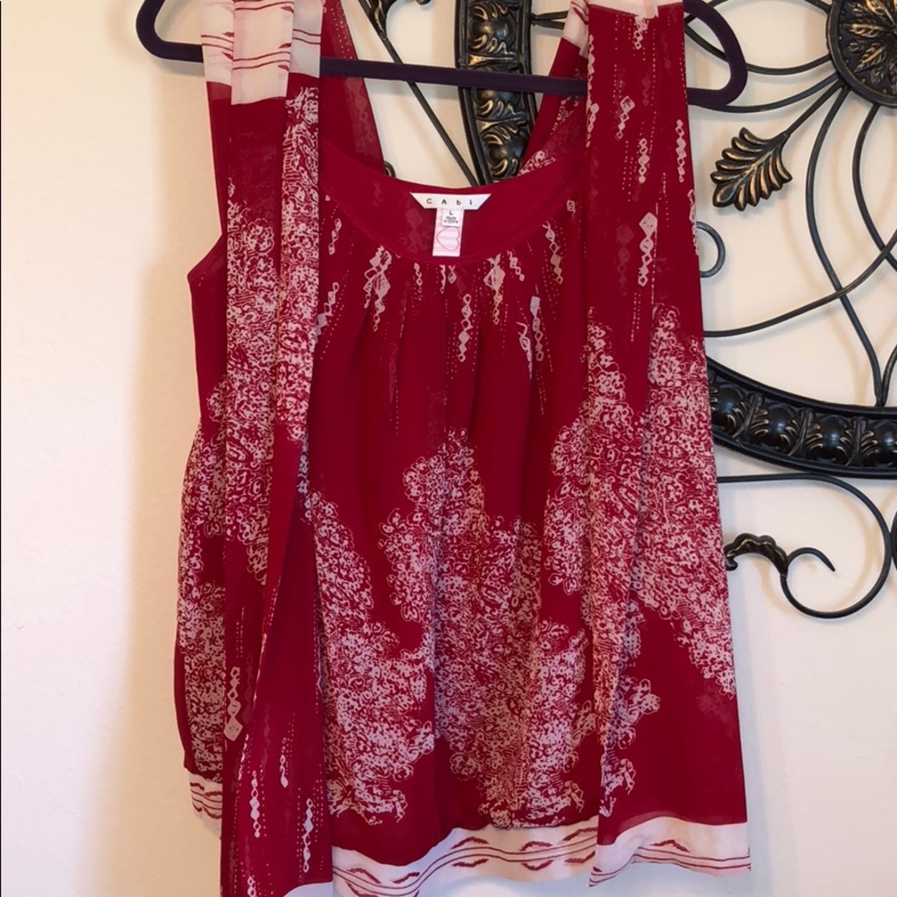 red CAbi blouse with matching scarf!  Adorable